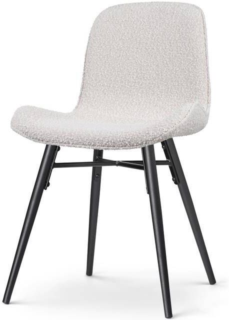 Nolon Nena-Fé Eetkamerstoel Bouclé Beige Zwarte Houten Poten