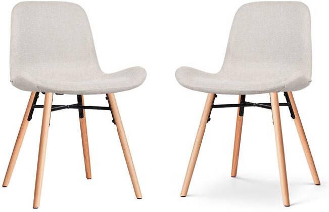 Nolon Nena-Fé Eetkamerstoelen Set van 2 Beige Hout Poten