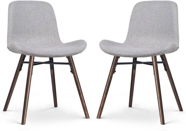 Nolon Nena-Fé Eetkamerstoelen Set van 2 Lichtgrijs Walnoot