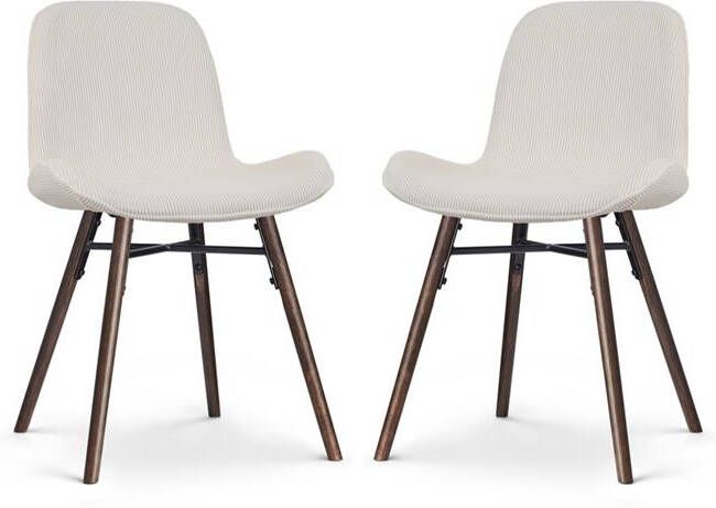 Nolon Nena-Fé Eetkamerstoelen Set van 2 Rib Crème Walnoot