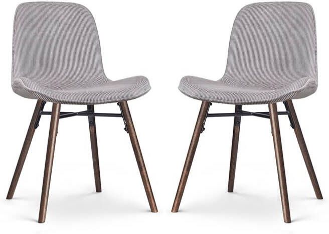 Nolon Nena-Fé Eetkamerstoelen Set van 2 Rib Warm Grijs Walnoot