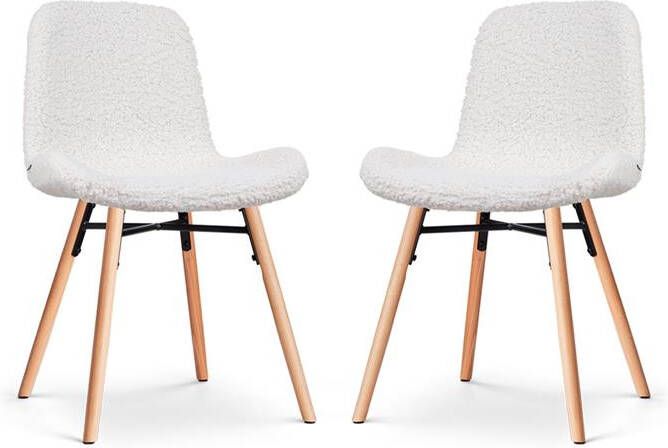 Nolon Nena-Fé Eetkamerstoelen Set van 2 Teddy Wit Hout