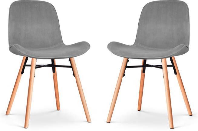 Nolon Nena-Fé Eetkamerstoelen Set van 2 Velvet Grijs Hout