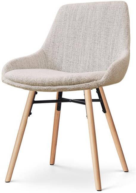 Nolon Nena-Isa Eetkamerstoel Beige Gemêleerd Stof Houten Poten