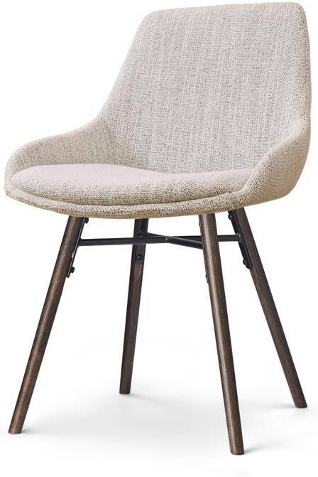 Nolon Nena-Isa Eetkamerstoel Beige Gemêleerd Stof Walnoot Poten
