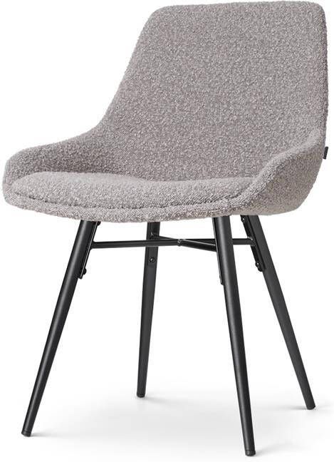 Nolon Nena-Isa Eetkamerstoel Bouclé Taupe Zwarte Houten Poten