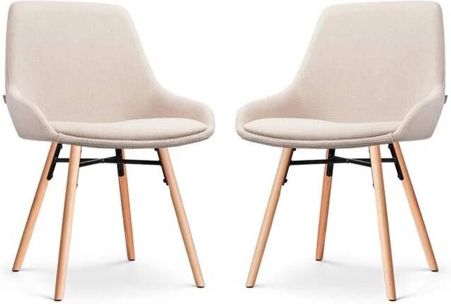 Nolon Nena-Isa Eetkamerstoelen Set van 2 Beige Houten Poten
