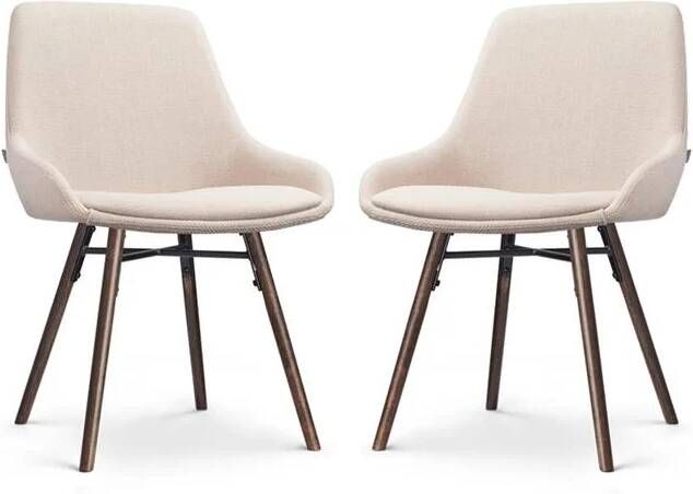 Nolon Nena-Isa Eetkamerstoelen Set van 2 Beige Walnoot