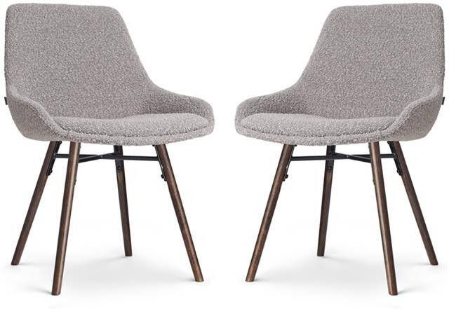 Nolon Nena-Isa Eetkamerstoelen Set van 2 Bouclé Taupe Walnoot