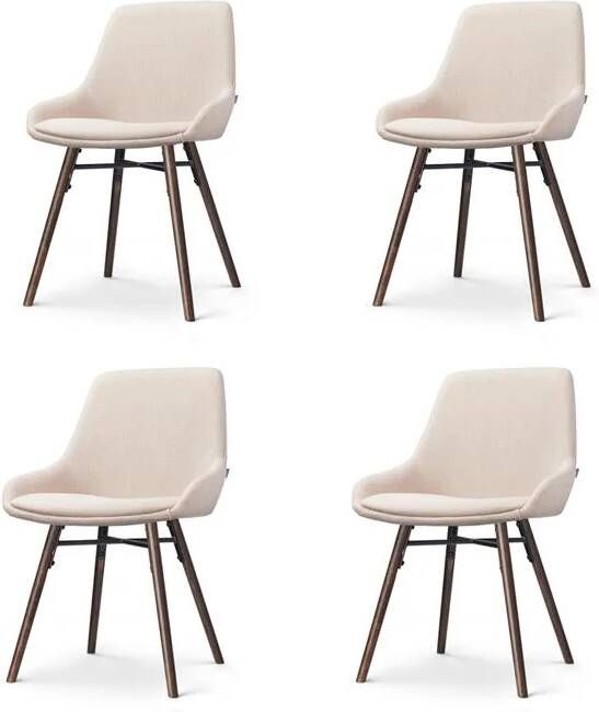 Nolon Nena-Isa Eetkamerstoelen Set van 4 Beige Walnoot