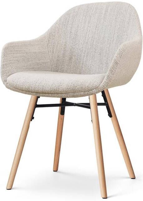Nolon Nena-Mae Eetkamerstoel Beige Gemêleerd Armleuning Stof