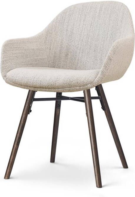 Nolon Nena-Mae Eetkamerstoel Beige Gemêleerd Armleuning Walnoot