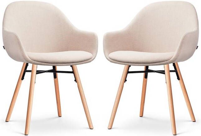 Nolon Nena-Mae Eetkamerstoelen Set van 2 Beige Houten Poten