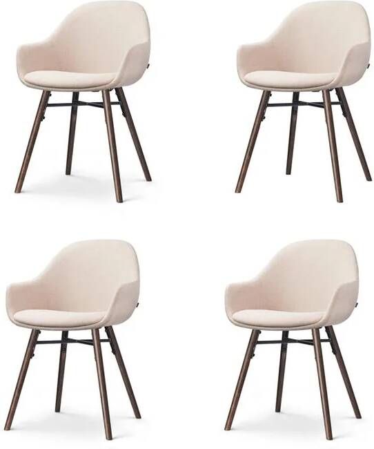 Nolon Nena-Mae Eetkamerstoelen Set van 4 Beige Walnoot