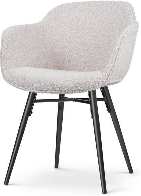 Nolon Nena-Mare Eetkamerstoel Bouclé Beige Zwarte Houten Poten