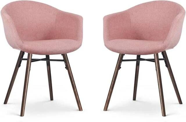 Nolon Nena-Otis eetkamerstoel zacht roze walnoot houten onderstel
