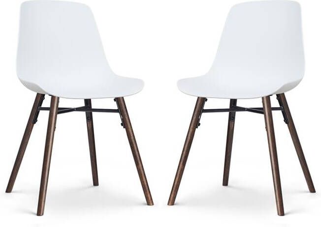 Nolon Nena-Pip Eetkamerstoelen Set van 2 Wit Walnoot Poten