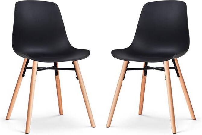 Nolon Nena-Pip Eetkamerstoelen Set van 2 Zwart Houten Poten