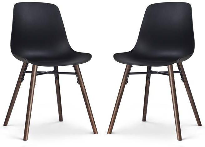 Nolon Nena-Pip Eetkamerstoelen Set van 2 Zwart Walnoot Poten