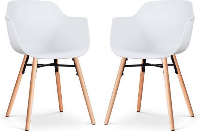 Nolon Nena-Puk Eetkamerstoelen Set van 2 Wit Houten Poten
