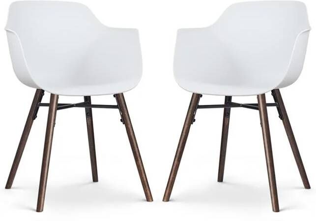 Nolon Nena-Puk Eetkamerstoelen Set van 2 Wit Walnoot Poten