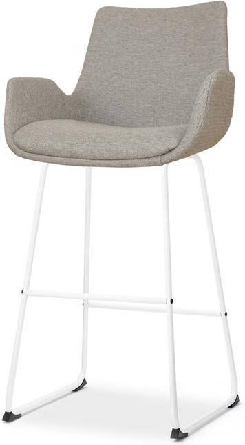 Nolon Nino-Eef Barkruk Warm Grijs met Armleuning Wit 75 cm