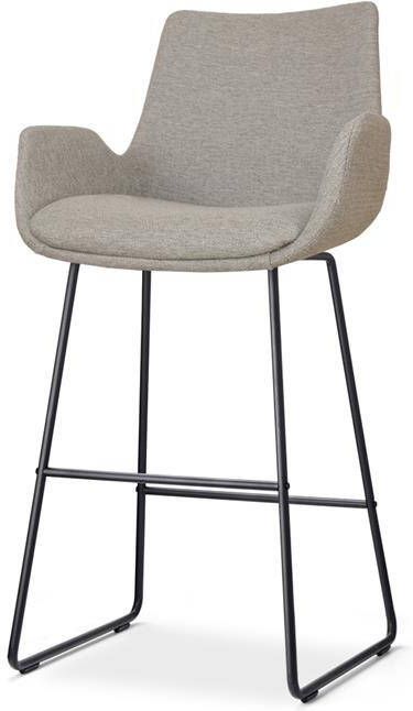 Nolon Nino-Eef Barkruk Warm Grijs met Armleuning Zwart 65 cm