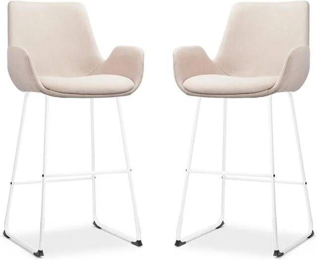 Nolon Nino-Eef Barkrukken Set van 2 Beige Wit 75 cm