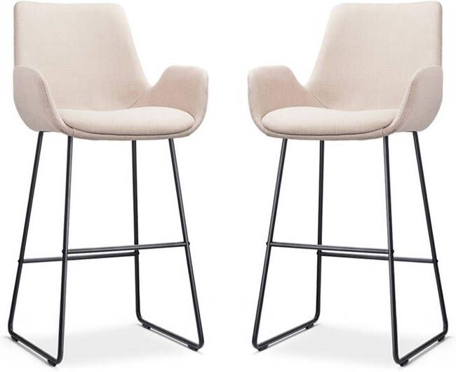 Nolon Nino-Eef Barkrukken Set van 2 Beige Zwart 75 cm
