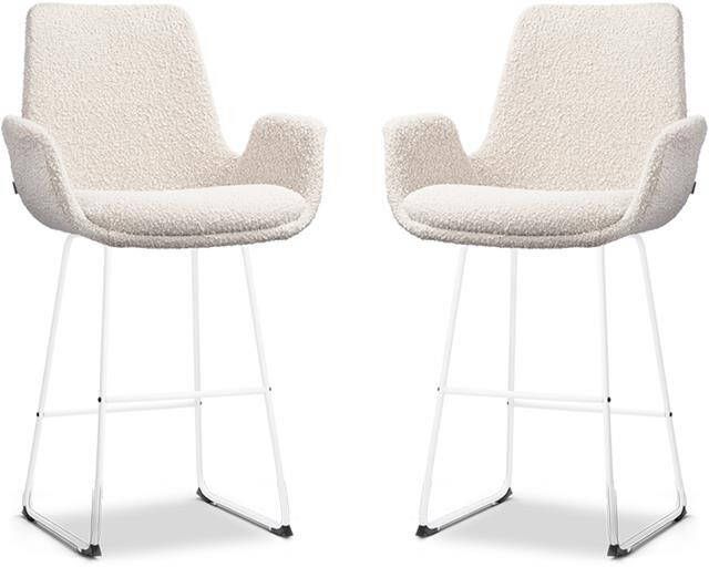 Nolon Nino-Eef Barkrukken Set van 2 Bouclé Beige Wit 65 cm