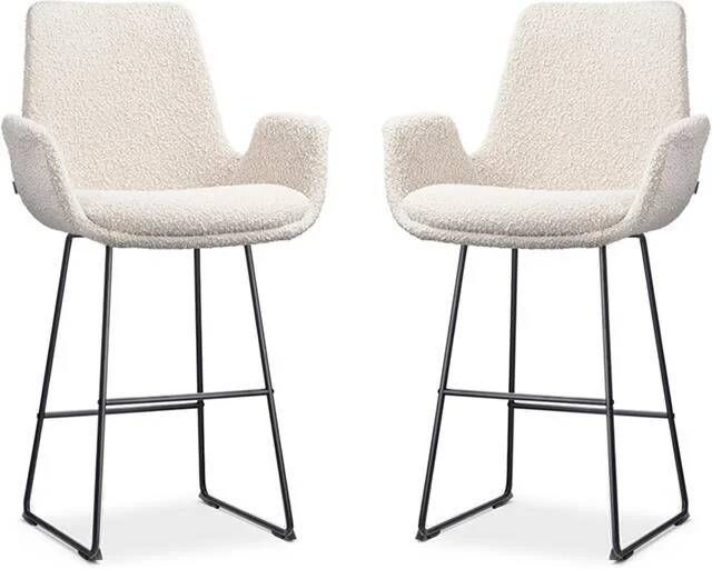 Nolon Nino-Eef Barkrukken Set van 2 Bouclé Beige Zwart 65 cm