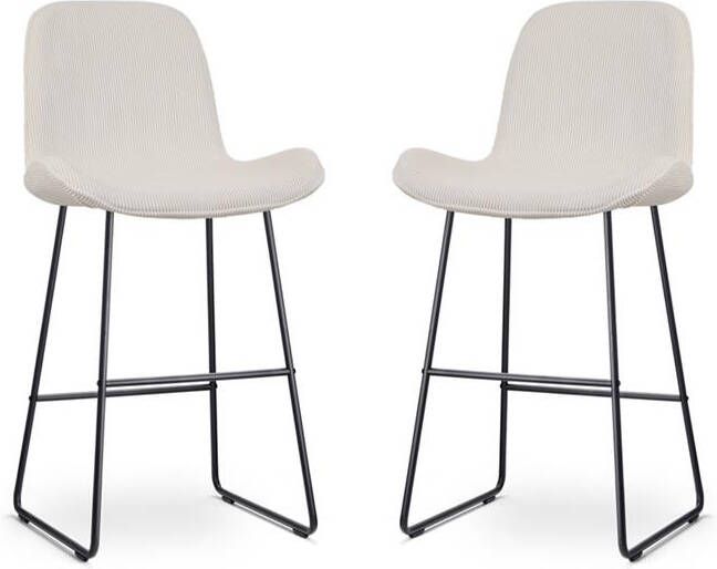 Nolon Nino-Fé barkruk rib crème zwart onderstel 75 cm set van 2
