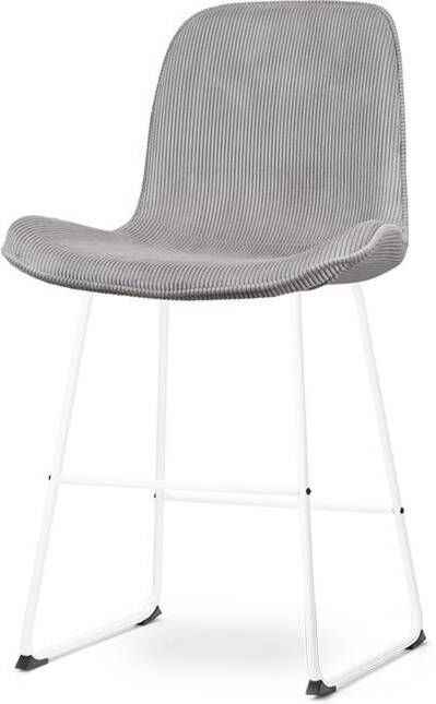 Nolon Nino-Fé Barkruk Ribstof Warm Grijs Wit Onderstel 65 cm Stof Kookeiland Barkruk met Rugleuning - Foto 2