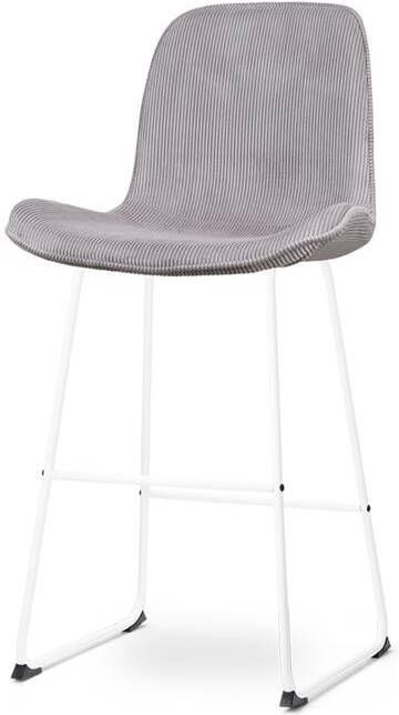 Nolon Nino-Fé Barkruk Ribstof Warm Grijs Wit Onderstel 75 cm Stof Barkruk met Rugleuning - Foto 2