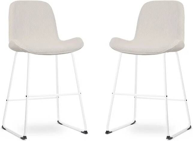 Nolon Nino-Fé Barkrukken Set van 2 Ribstof Crème Wit 65 cm