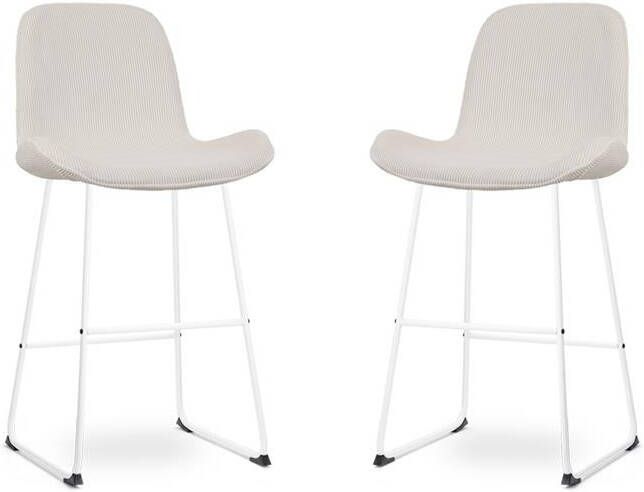 Nolon Nino-Fé Barkrukken Set van 2 Ribstof Crème Wit 75 cm