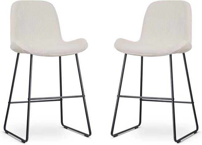 Nolon Nino-Fé Barkrukken Set van 2 Ribstof Crème Zwart 65 cm