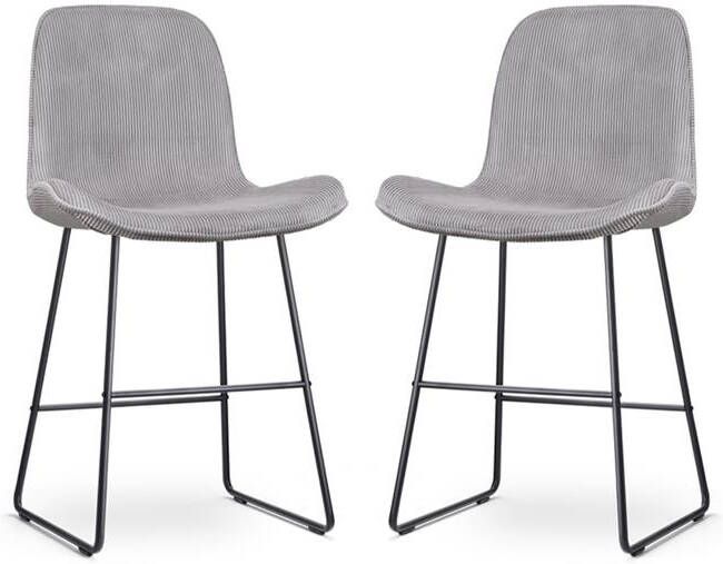 Nolon Nino-Fé Barkrukken Set van 2 Ribstof Warm Grijs Zwart 65 cm