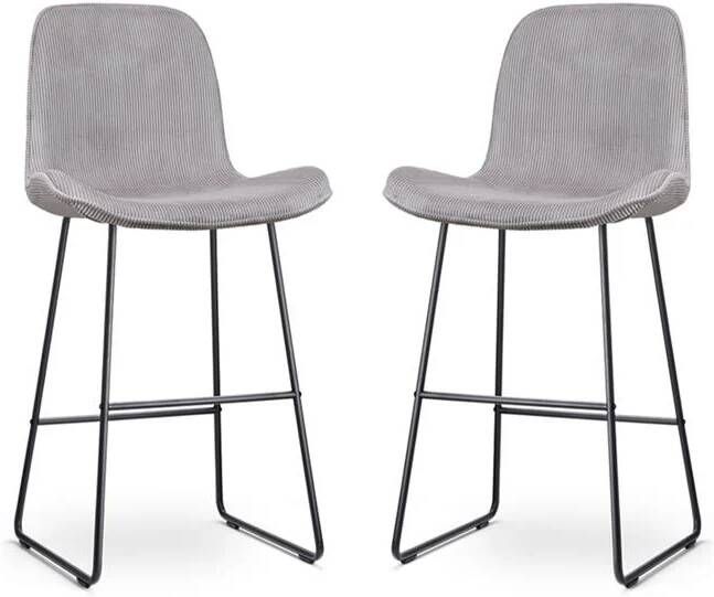 Nolon Nino-Fé Barkrukken Set van 2 Ribstof Warm Grijs Zwart 75 cm