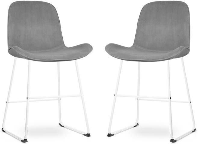 Nolon Nino-Fé Barkrukken Set van 2 Velvet Grijs Wit 65 cm
