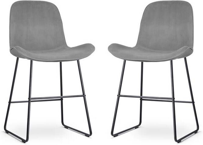 Nolon Nino-Fé Barkrukken Set van 2 Velvet Grijs Zwart 65 cm