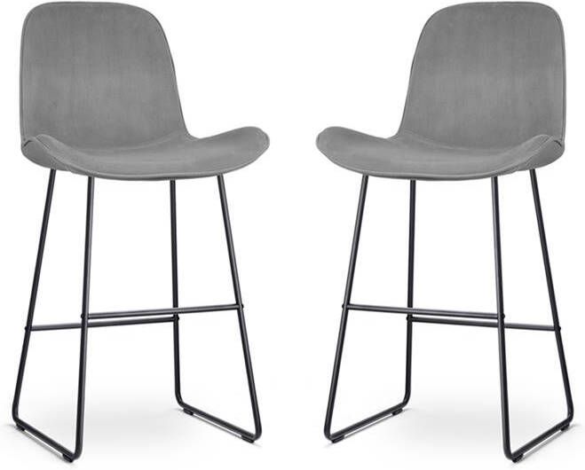 Nolon Nino-Fé Barkrukken Set van 2 Velvet Grijs Zwart 75 cm