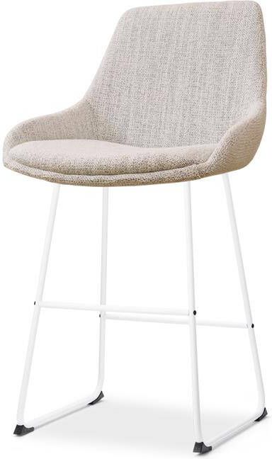 Nolon Nino-Isa Barkruk Beige Gemêleerd Stof Wit Onderstel 65 cm