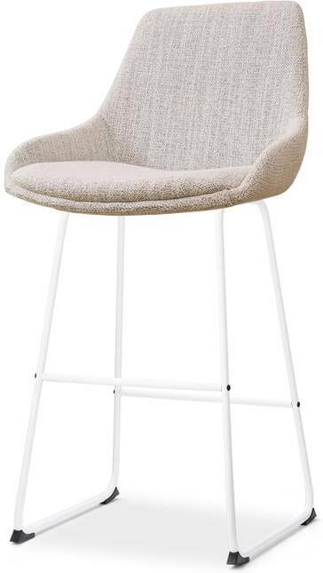 Nolon Nino-Isa Barkruk Beige Gemêleerd Stof Wit Onderstel 75 cm