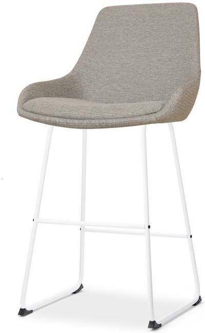 Nolon Nino-Isa Barkruk Warm Grijs Stof Wit Onderstel 65 cm