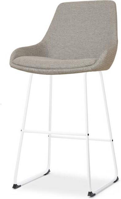 Nolon Nino-Isa Barkruk Warm Grijs Stof Wit Onderstel 75 cm