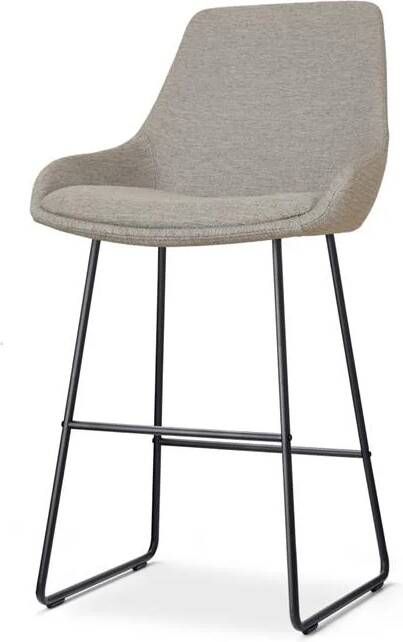 Nolon Nino-Isa Barkruk Warm Grijs Stof Zwart Onderstel 65 cm