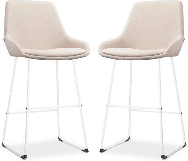 Nolon Nino-Isa Barkrukken Set van 2 Beige Wit 75 cm
