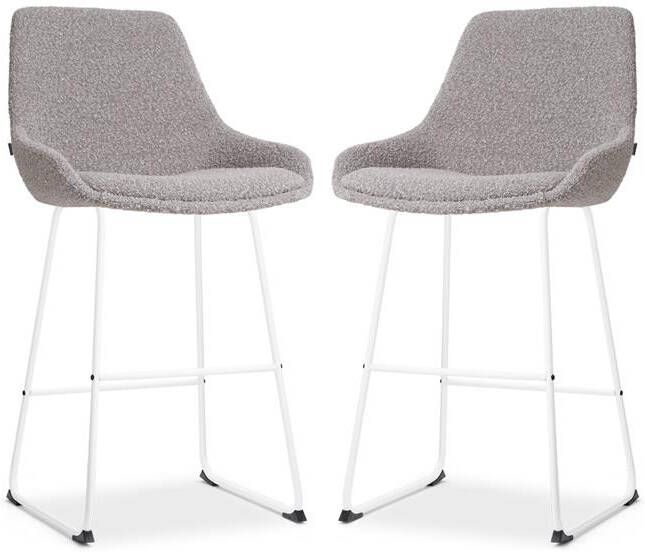 Nolon Nino-Isa Barkrukken Set van 2 Bouclé Taupe Wit 65 cm
