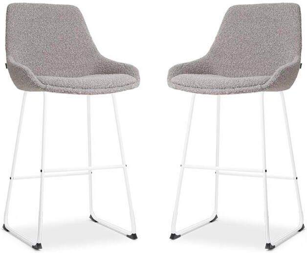 Nolon Nino-Isa Barkrukken Set van 2 Bouclé Taupe Wit 75 cm